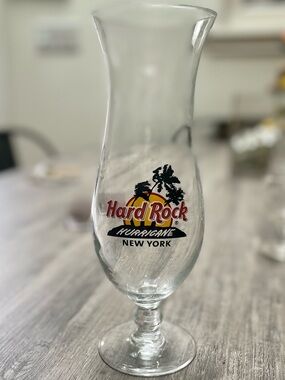Hard Rock Hurricane Glass - New York - Clear with Red/Yellow/Black Logo
